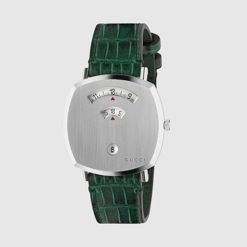 OROLOGIO GRIP ACCIAIO CINTURINO ALLIGATORE 38 MM GUCCI OROLOGIO GRIP ACCIAIO CINTURINO ALLIGATORE 38 MM GUCCI