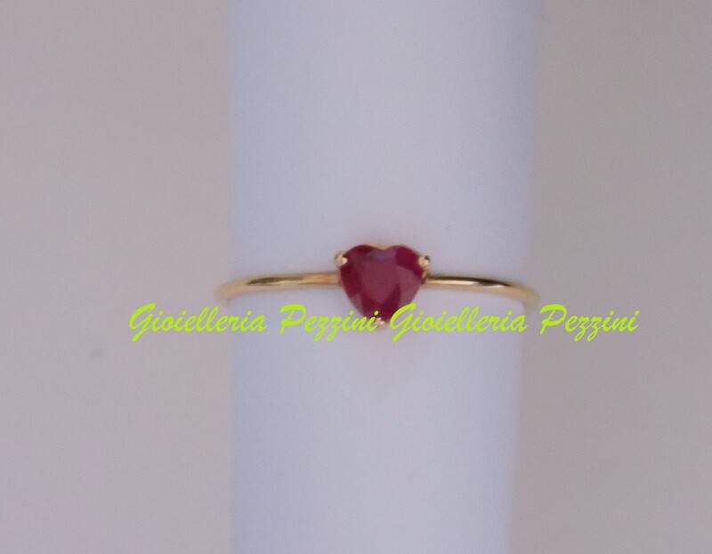 ANELLO CON RUBINO ROSSO A CUORE IN ORO ROSA MARCO GERBELLA