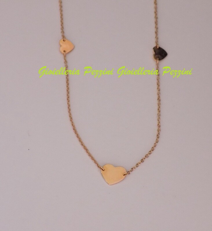 COLLANA CORTA CON CUORI DIVERSI IN LASTRA IN ORO ROSA MARCO GERBELLA