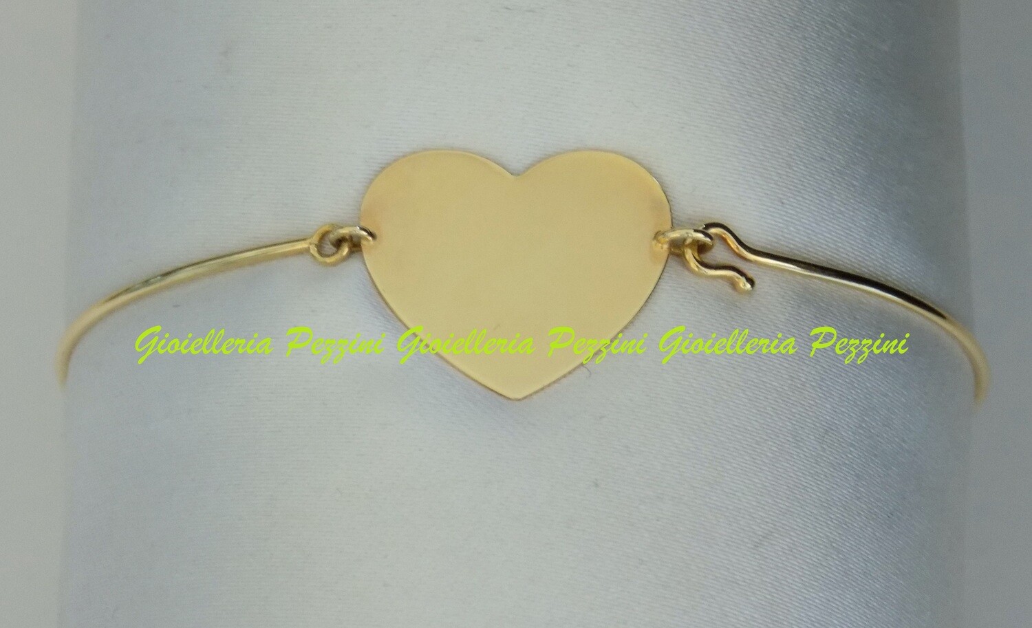 BRACCIALE RIGIDO CON CUORE IN LASTRA IN ORO GIALLO MISURA 4 MARCO GERBELLA