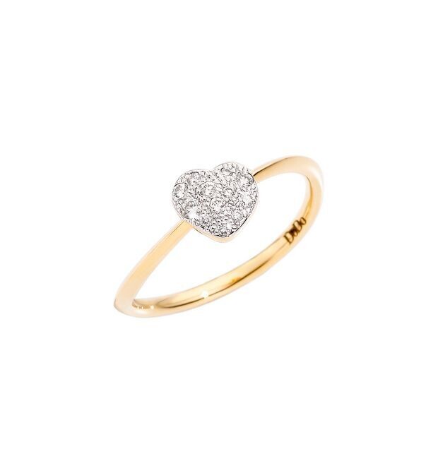 ANELLO CUORE PICCOLO DODO IN ORO GIALLO E DIAMANTI