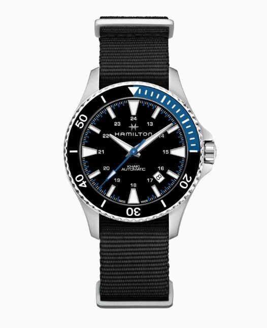 HAMILTON - KHAKI NAVY SCUBA BLACK&BLUE NATO AUTO