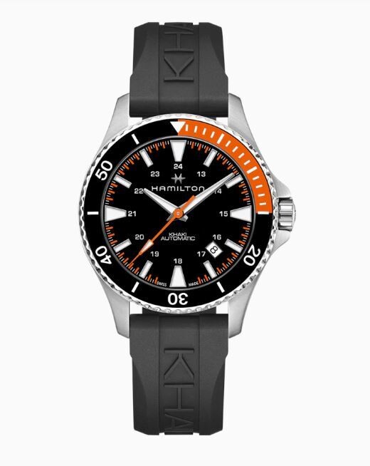HAMILTON - KHAKI NAVY SCUBA BLACK&ORANGE CAUCCIU' AUTO