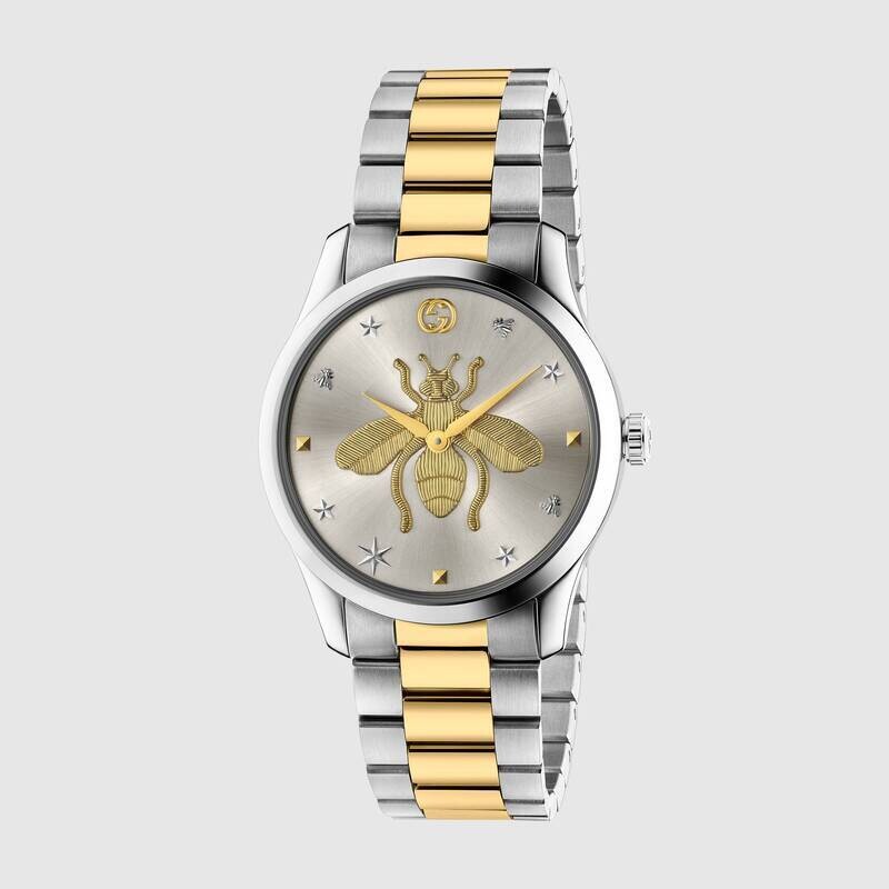 OROLOGIO G-TIMELESS APE BRACCIALE ACCIAIO E ORO APE 38 MM GUCCI OROLOGIO G-TIMELESS APE BRACCIALE ACCIAIO E ORO APE 38 MM GUCCI