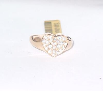 MARCO GERBELLA ANELLO SIGILLO CON CUORE IN PAVE' DI BRILLANTI IN ORO ROSA