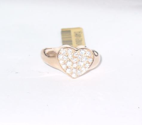 MARCO GERBELLA ANELLO SIGILLO CON CUORE IN PAVE' DI BRILLANTI IN ORO ROSA
