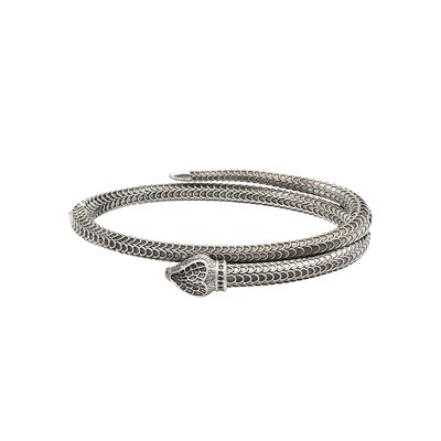 Gucci - Bracelet with snake motif in aged sterling silver YBA577283001