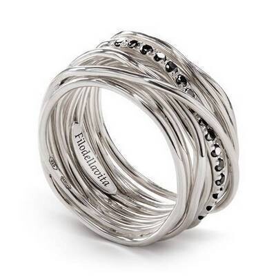Filodellavita Classic Collection, 13 Fili in Argento .925 e 16 Diamanti Black 0.21 ct