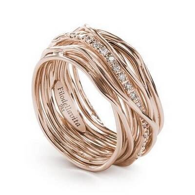 Filodellavita Classic Collection, 13 Fili in Oro Rosa 9kt e 16 Diamanti Bianchi 0.18 ct