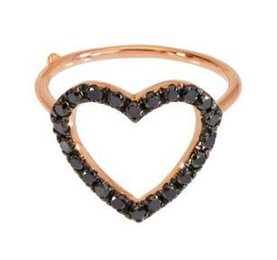 MARCO GERBELLA ANELLO CON DIAMANTI NERI SU CUORE A FILO IN ORO ROSA