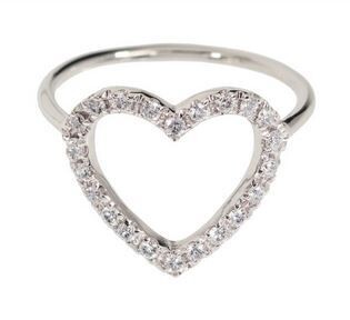 ANELLO CON DIAMANTI BIANCHI SU CUORE A FILO IN ORO BIANCO MARCO GERBELLA