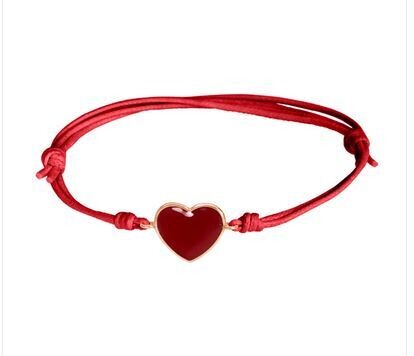 MARCO GERBELLA - BRACCIALE CORDINO CON CUORE SMALTATO ROSSO IN ORO ROSA