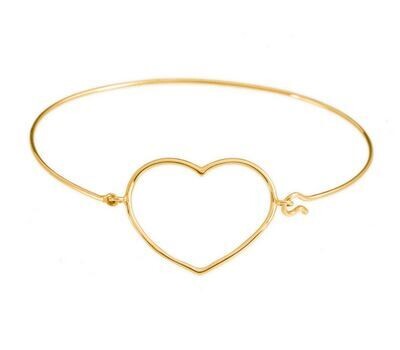 MARCO GERBELLA - BRACCIALE RIGIDO CON CUORE IN FILO SOTTILE IN ORO ROSA