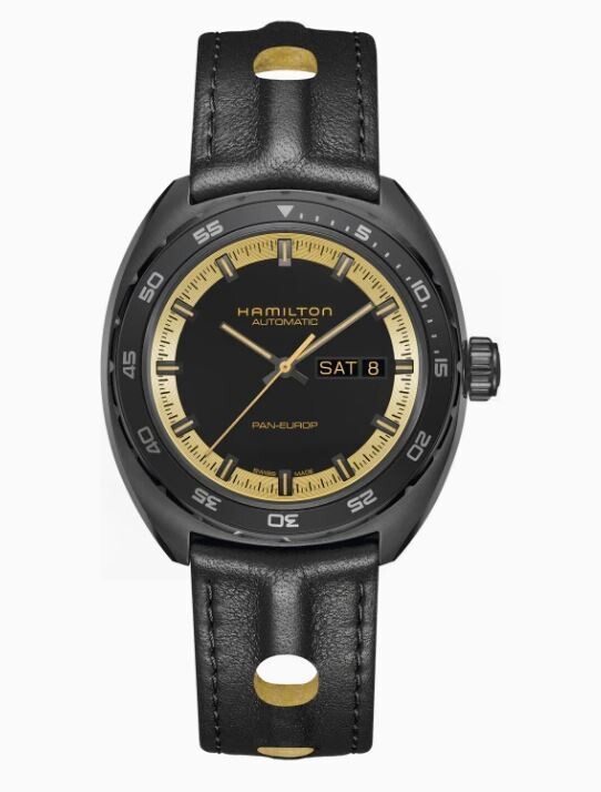 HAMILTON - PAN EUROP DAY DATE AUTO BLACK&GOLD AMERICAN CLASSIC
