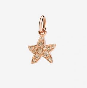 DODO CIONDOLO STELLINA PREZIOSO IN ORO ROSA 9KT CON DIAMANTI BROWN