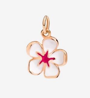 DODO CIONDOLO FIORE DI CILIEGIO ORO ROSA 9KT CON SMALTO BIANCO