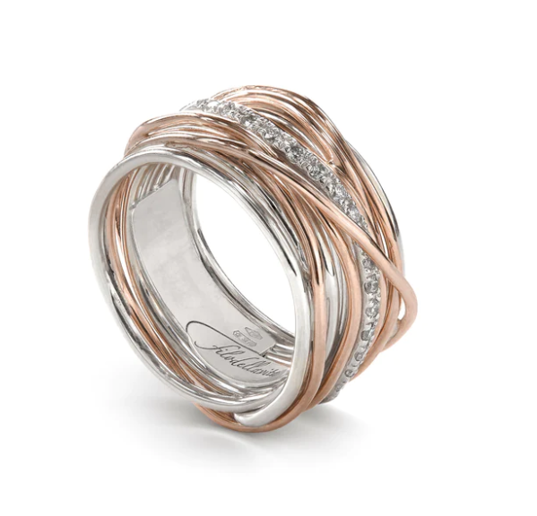 Filodellavita Classic 13 fili in Oro Rosa / Oro Giallo 9kt, Argento 925 e 16 Diamanti Bianchi