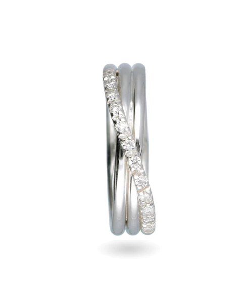 Filodellavita Classic 3 fili in Argento 925 e 12 Diamanti Bianchi