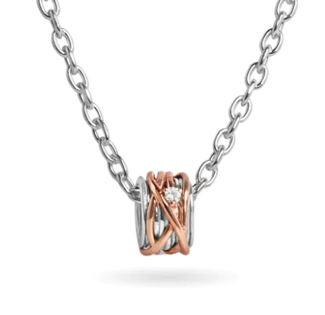 Filodellavita  CIONDOLO Mini 13 fili in Argento 925, Oro Rosa 9kt con diamantino