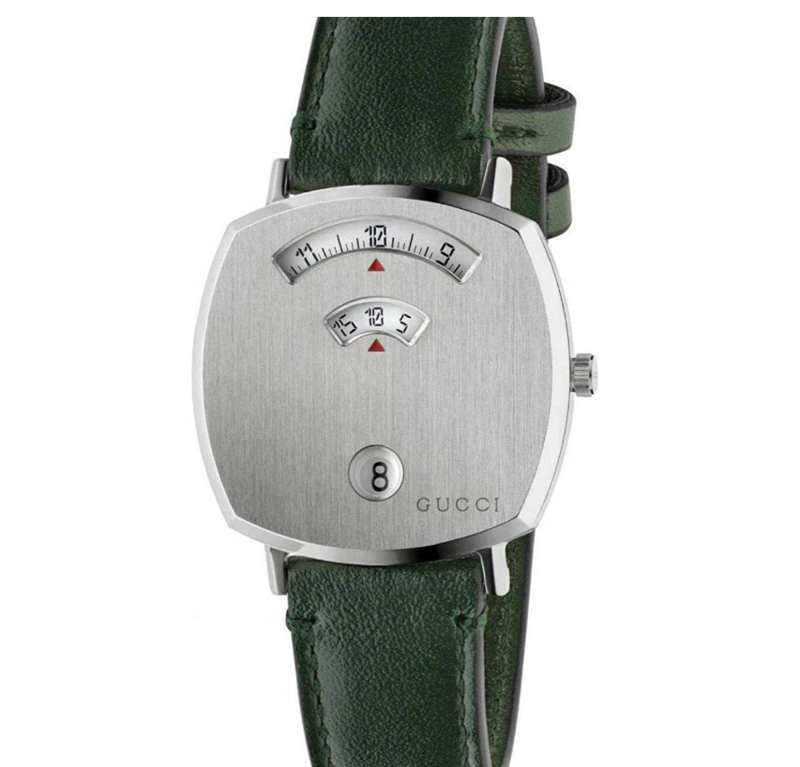 OROLOGIO GRIP ACCIAIO CINTURINO PELLE VERDE 38 MM GUCCI OROLOGIO GRIP ACCIAIO CINTURINO PELLE VERDE 38 MM GUCCI
