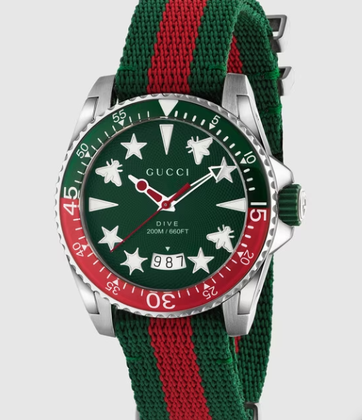 OROLOGIO GUCCI DIVE CINTURINO WEB IN POLIESTERE RICICLATO 40 MM GUCCI