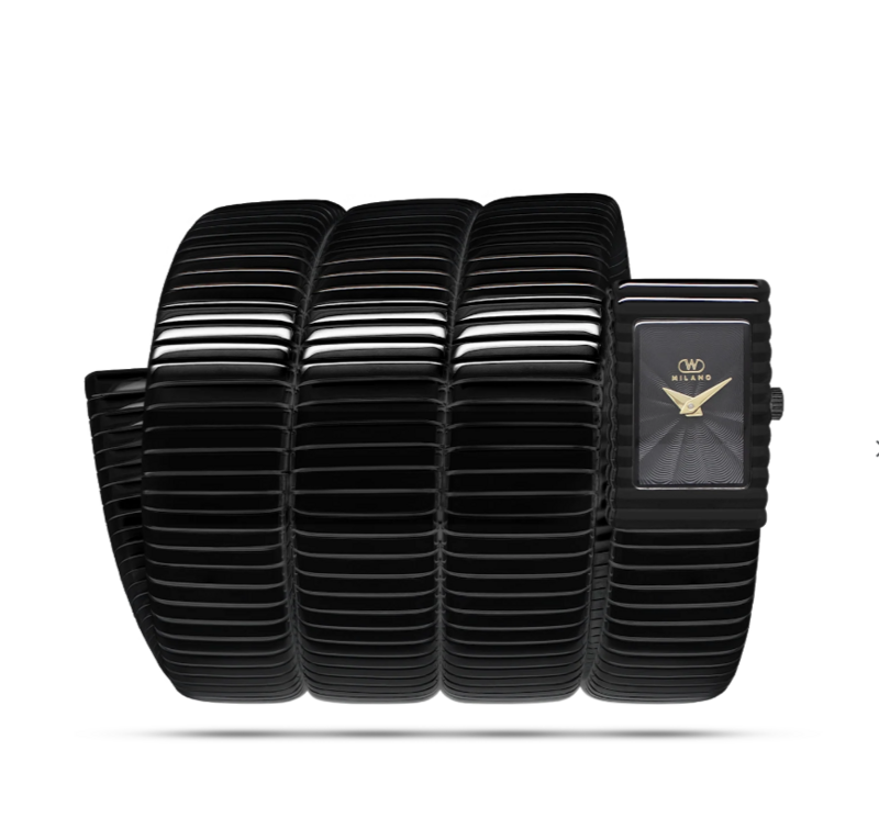 WINTEX MILANO OROLOGIO BRACCIALE SNAKE WINTEX TUBOGAS NERO IN ACCIAIO INOSSIDABILE, QUADRANTE NERO
