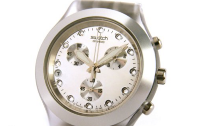 SWATCH DIAPHANE IRONY CRONO FULL-BLOODED SILVER IN PLASTICA EALLUMINIO ARGENTÉ REF. SVCK4038G. NUOVO!