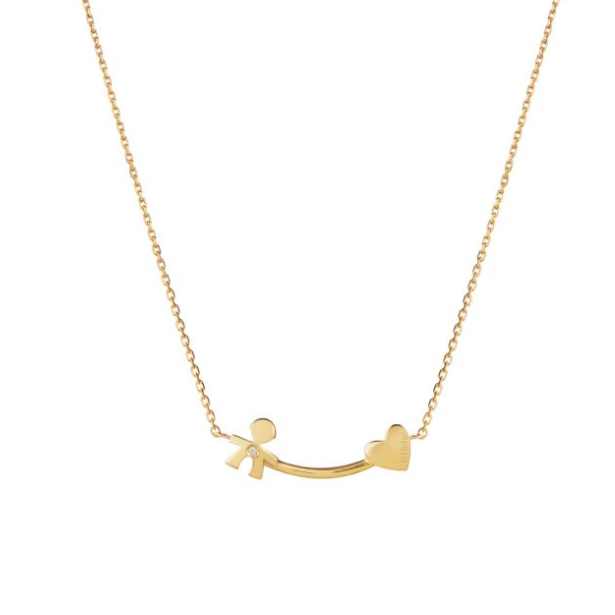 LE BEBE' - LES PETITS ♡ COLLANA BIMBO E CUORE ORO GIALLO E DIAMANTE