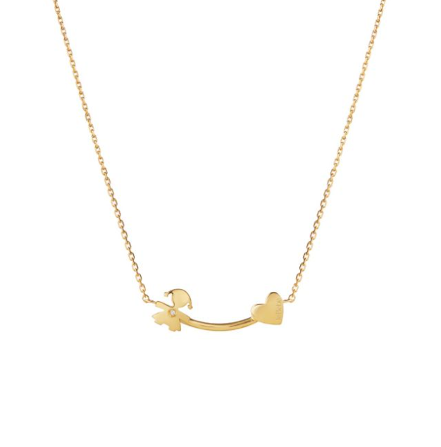 LE BEBE' - LES PETITS ♡ COLLANA BIMBA E CUORE ORO GIALLO E DIAMANTE