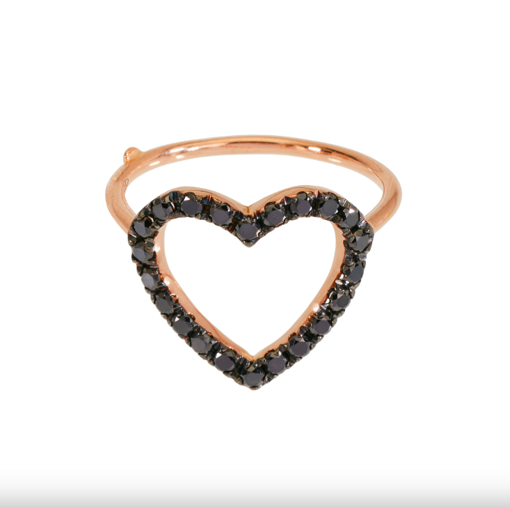 MARCO GERBELLA - ANELLO CON CUORE E DIAMANTI NERI