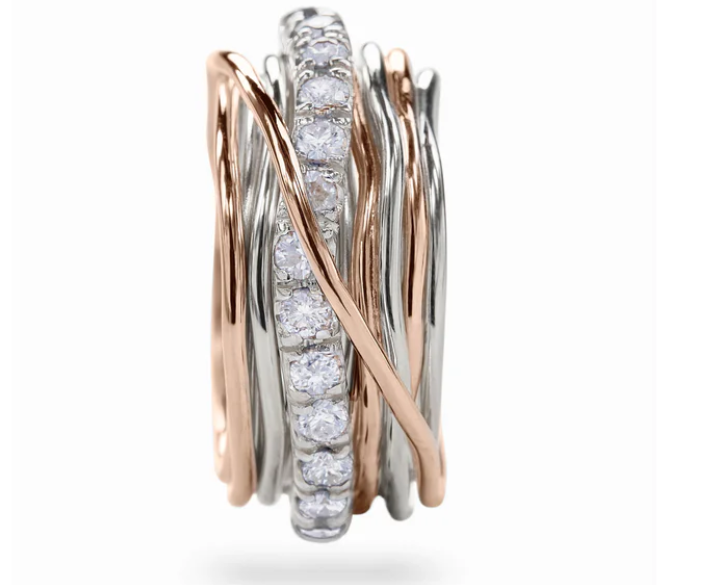 Filodellavita Prezioso - 13 fili in Oro Rosa 9kt, Argento 925 e Diamanti Bianchi
