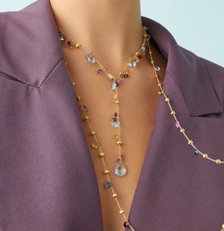 MARCO BICEGO - COLLANA A CRAVATTA CON GEMME MULTICOLORE E DIAMANTI MARCO BICEGO - COLLANA A CRAVATTA CON GEMME MULTICOLORE E DIAMANTI
