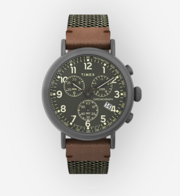 Timex - Orologio Timex Standard Cronografo da 41 mm con cinturino in tessuto e pelle