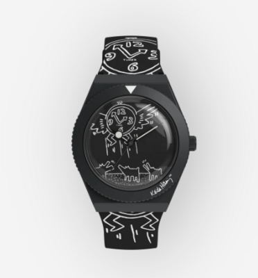 Timex - Orologio Q Timex x Keith Haring da 38 mm con cinturino in caucciù sintetico