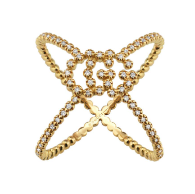 GUCCI - ANELLO A FORMA DI X GG RUNNING CON DIAMANTI GUCCI - ANELLO A FORMA DI X GG RUNNING CON DIAMANTI