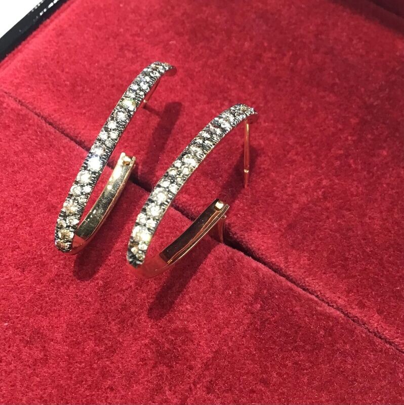 ORECCHINI ORO ROSA DIAMANTI BROWN