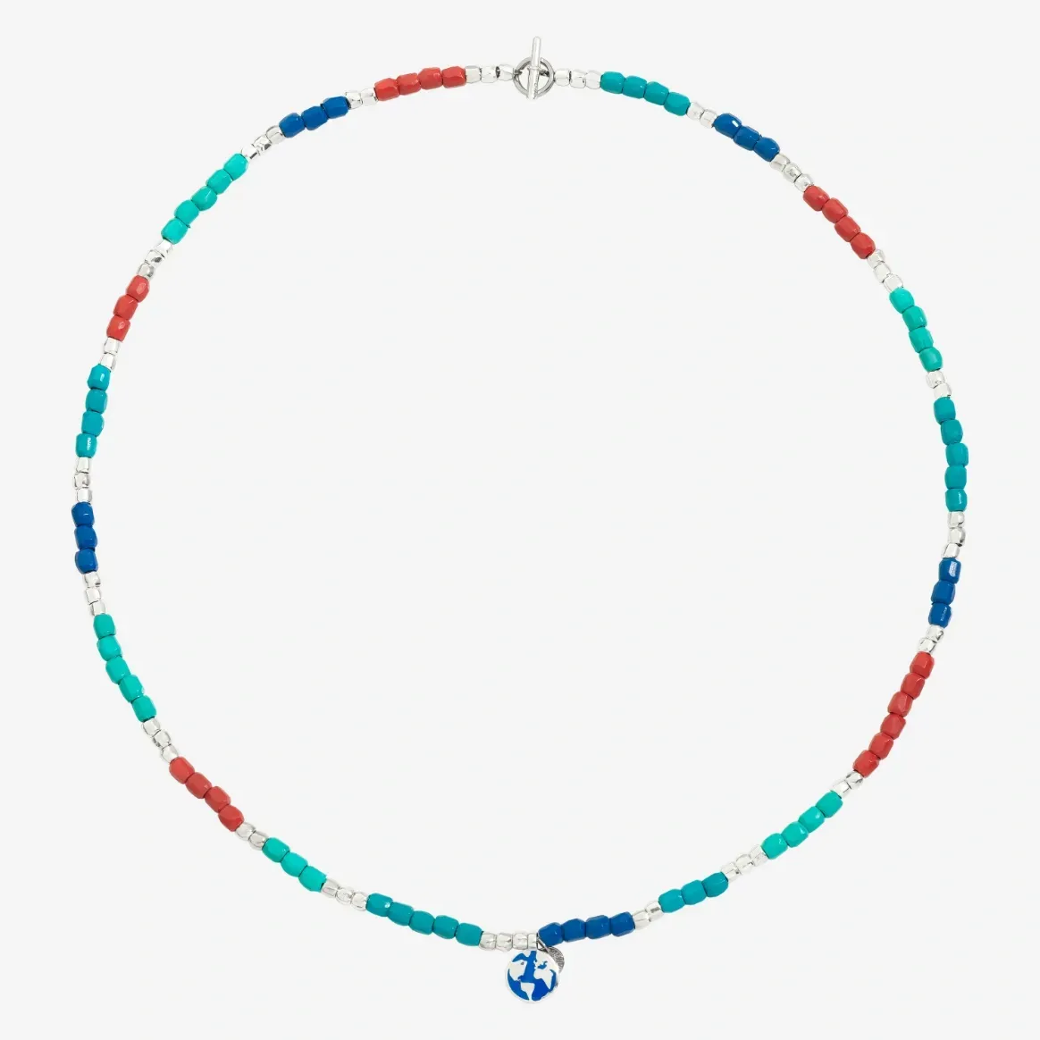 COLLANA DODO MINIGRANELLI TENAKA BLU TURCHESE SMALTO ROSSO