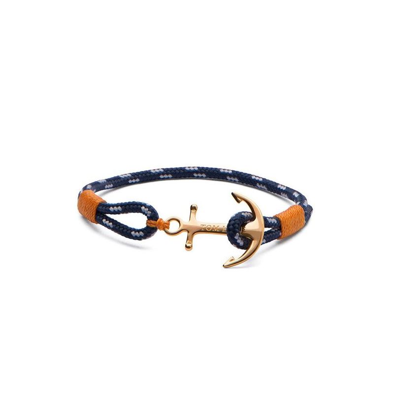 TOM HOPE CORDINO BLU/ARANCIONE ANCORA PLACCATA IN ORO UNISEX