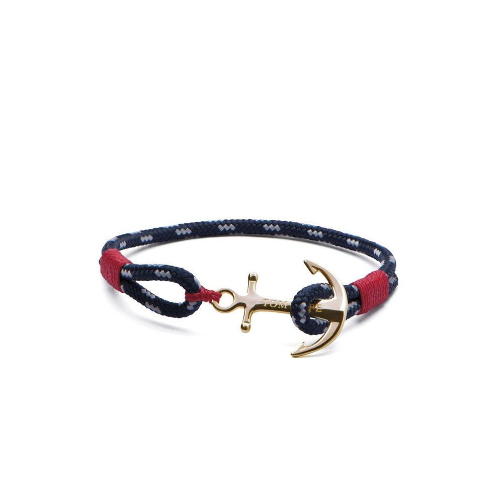 TOM HOPE CORDINO BLU/ROSSO ANCORA PLACCATA IN ORO UNISEX