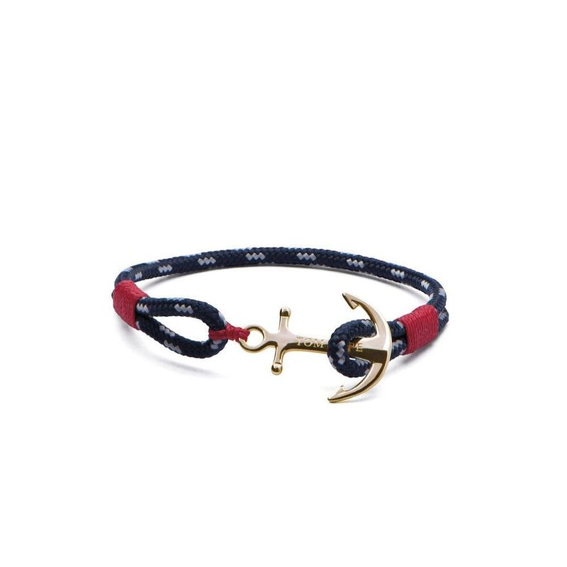 TOM HOPE CORDINO BLU/ROSSO ANCORA PLACCATA IN ORO UNISEX