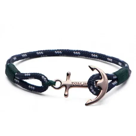 TOM HOPE CORDINO BLU/VERDE ANCORA PLACCATA IN ORO UNISEX