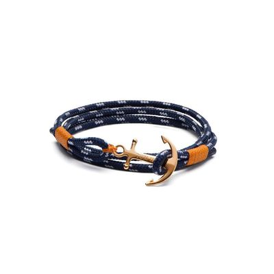TOM HOPE CORDINO BLU/ARANCIONE ANCORA PLACCATA  ORO UNISEX