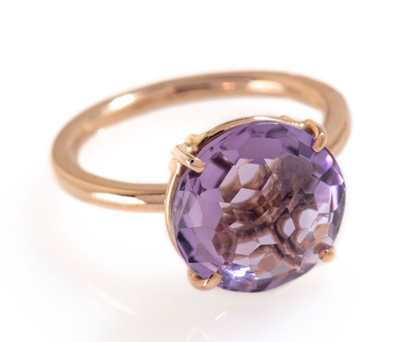 ANELLO 12MM AMETISTA LAVANDA E ORO ROSA MARIA CLAUDIA
