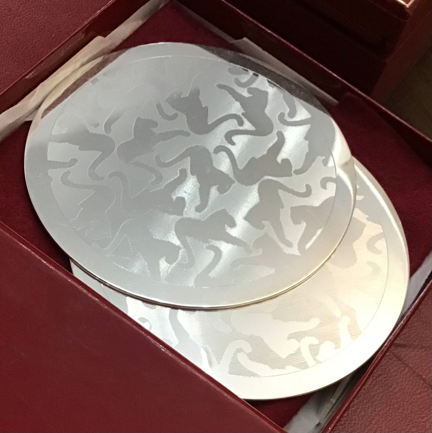 CARTIER SET SOTTOBICCHIERI  ARGENTO DECORO PANTHER