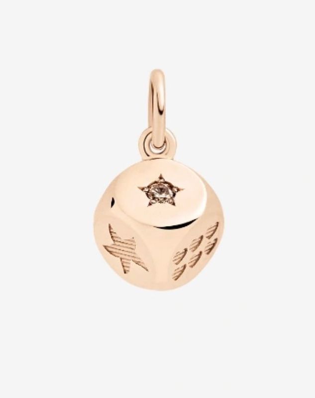 DODO CIONDOLO DADO ORO ROSA E DIAMANTE BROWN