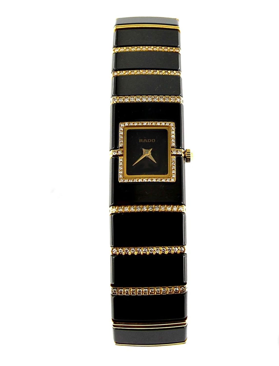 RADO DIASTAR LADY IN CERAMICA E ORO GIALLO 18KT NERO REF. 963.0409.3.015.