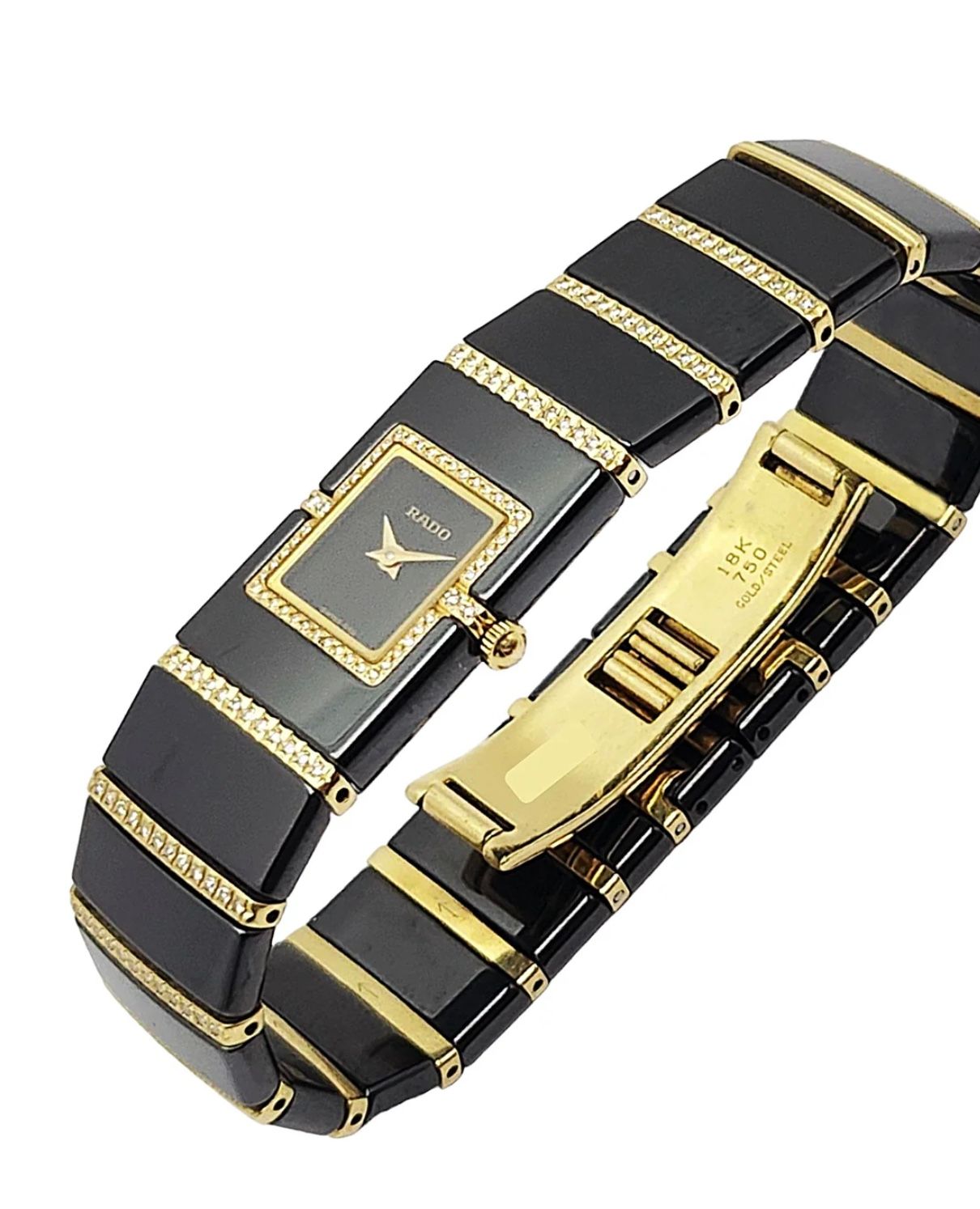 RADO DIASTAR LADY IN CERAMICA E ORO GIALLO 18KT NERO REF. 963.0409.3.015.
