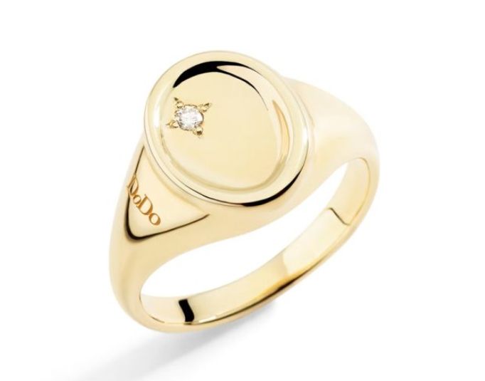 DODO ANELLO SIGILLO IN ORO GIALLO E DIAMANTE BIANCO