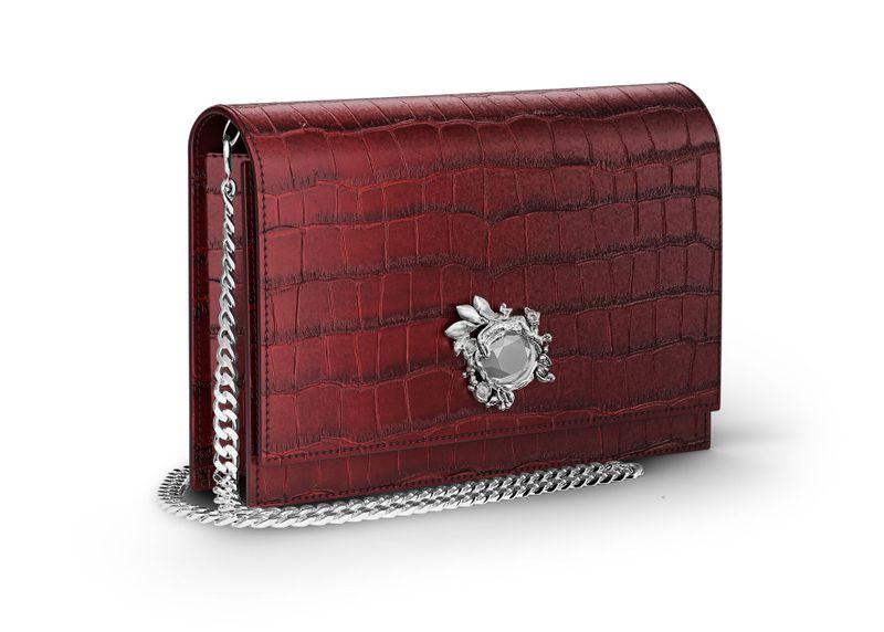 GIOVANNI RASPINI POCHETTE JUNGLE PELLE CROCO BORGOGNA