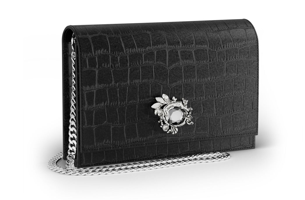 GIOVANNI RASPINI POCHETTE JUNGLE PELLE CROCO NERA GIOVANNI RASPINI POCHETTE JUNGLE PELLE CROCO NERA